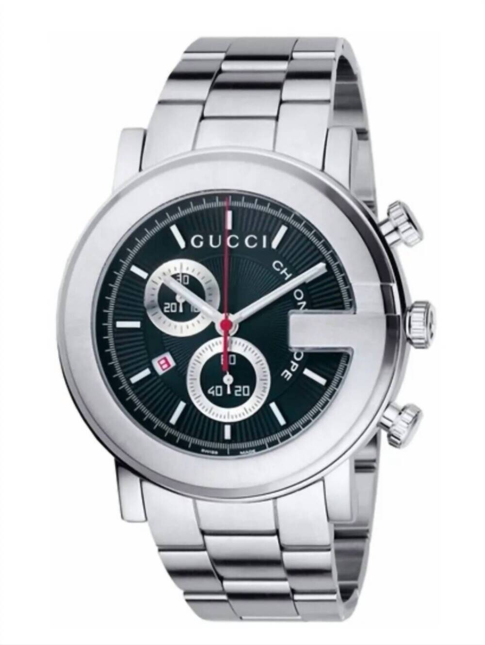 NEW GUCCI men's dive 44mm g-chrono ya101309 crystal stainless steel watch in sap